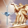 thumbnail image 7 of Midir&Etain Women's Angel Wings Cross Necklace 925 Sterling Silver Blue Heart Crystal Guardian Angel Necklace Angel Pendant Amulet Jewelry Gift for Women, 7 of 7