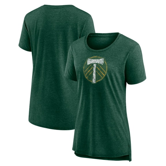 Women's Heather Green Portland Timbers Distressed Vintage Primary Tri-Blend T-Shirt