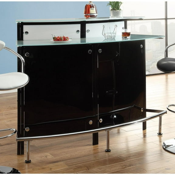 Modern Bar Unit 1 Shelf Chrome & Acrylic Design - Home Bar Cabinet for Cocktail Parties & Entertaining