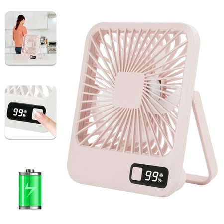 

Usb Small Fan Desktop Foldable Fan Super Silent with Digital Display Screen Suspension Bracket with Fan Blades Pink