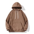 thumbnail image 2 of Fashion YLSDY Men's Pullover Hoodies Solid Color Long Sleeve Breathable Hipster Loose Casual Hooded Sweatshirts with Pockets Coffee XXXL, 2 of 3