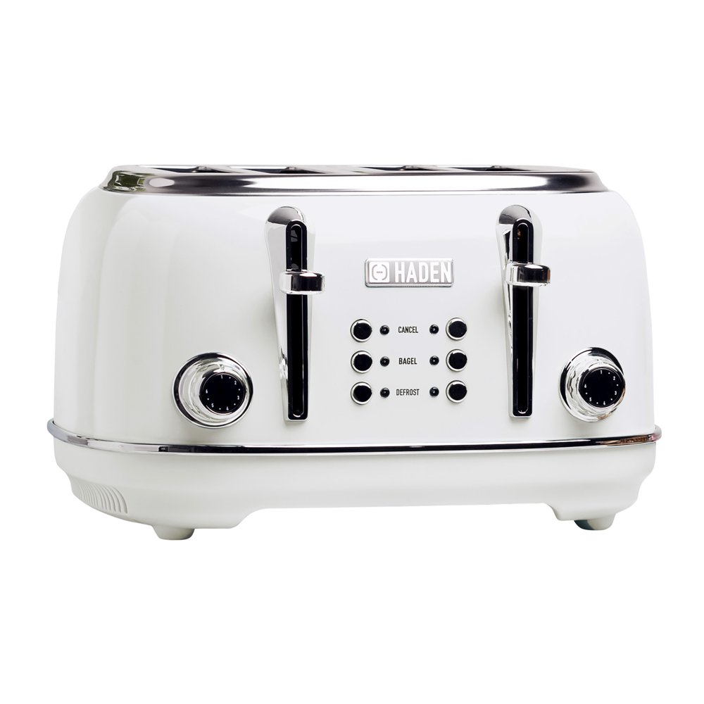 Haden Heritage 4Slice, Wide Slot Stainless Steel Toaster, Ivory 75013