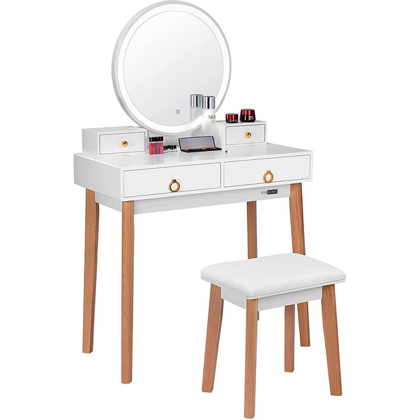 Vivohome Vanity Set With 3 Color Touch, Vanity Makeup Table Set With 3 Modes Touch Screen