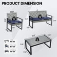 thumbnail image 7 of Segmart Patio Conversation Set for Outdoor, 2025 Upgrade 4-Piece Conversation Furniture Set w/Loveseat Sofa, 2 Single Sofas, Coffee Dining Table and Padded Cushions, Max Weight 705 lbs, Light Gray, 7 of 7