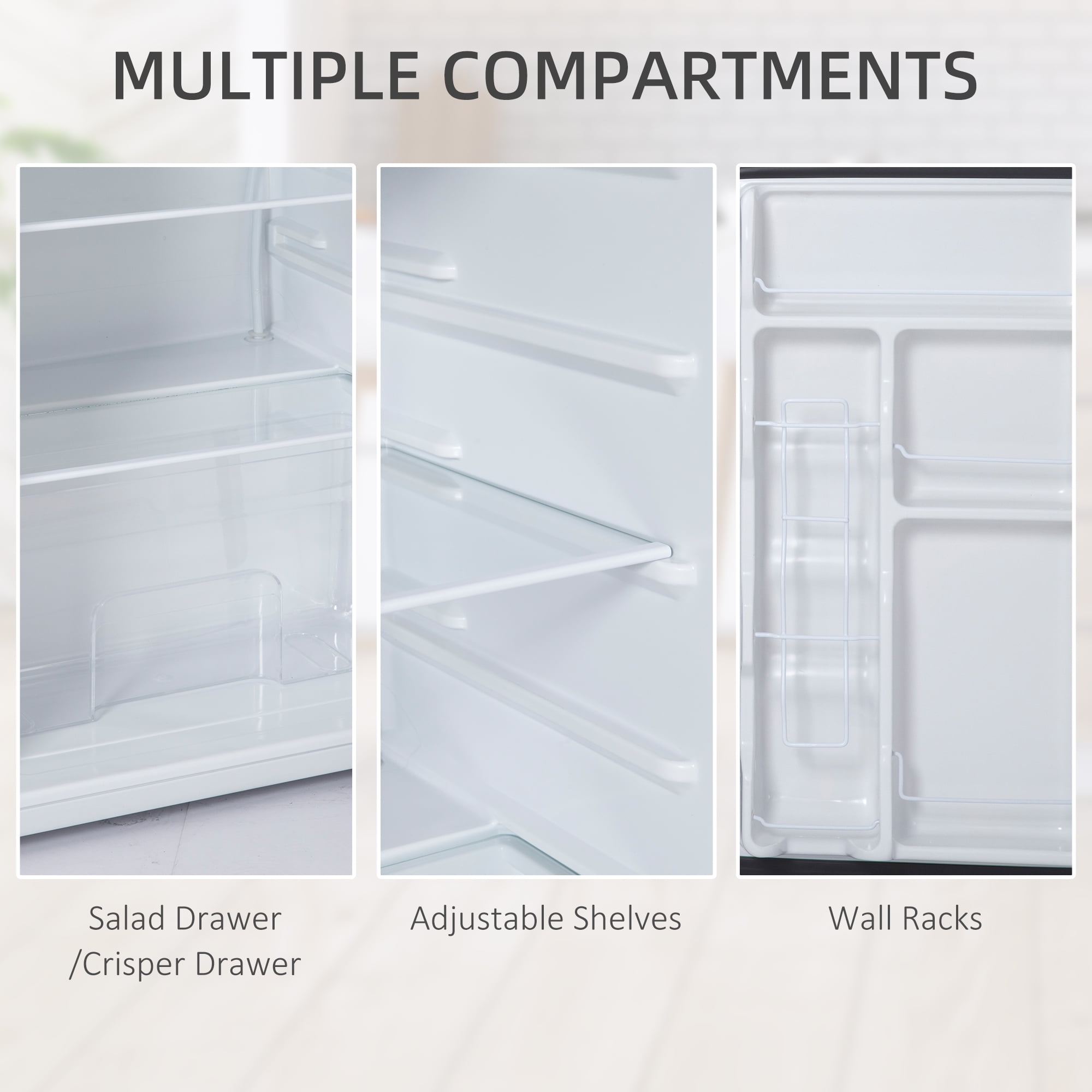 3.2 Cu.Ft Mini Fridge with Freezer, Compact Refrigerator, Silver
