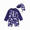 thumbnail image 4 of NIEWTR Toddler Baby Boy Swimsuit Whale 0 3 6 12 18M Boy Bathing Suit 2 3T One Piece Zipper Rash Guard Swimwear with Hat(Navy,12-18 Months), 4 of 4
