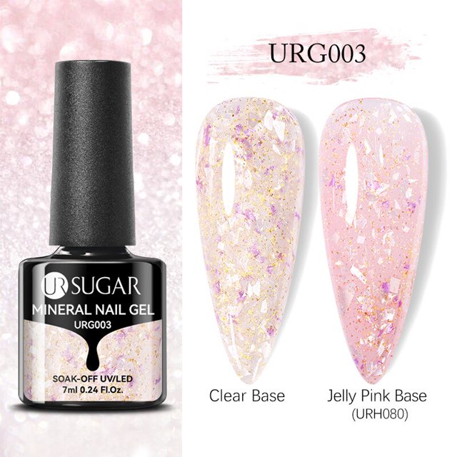 Azúcar UR 7ml botella de vidrio brillante rosa brillo Base de goma esmalte de uñas en Gel UV LED Nail Art diseño barniz manicura Tan Jianjun unisex