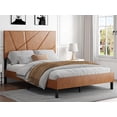 thumbnail image 3 of LiviNest King Platform Bed Frame with Storage: 800lbs Support for Master Bedroom - No Box Spring Needed & Hidden Storage for Clutter-Free Space - Vintage Brown Leather Headboard, 3 of 6