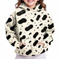 thumbnail image 4 of Kids Hoodie Fleece Cow Print Pullover with Pockets Warm Animal Hooded Sweatshirt, Long Sleeve,Cozy, Casual, Loose Fit, for Girls Ages 3-14 Years, 4 of 6