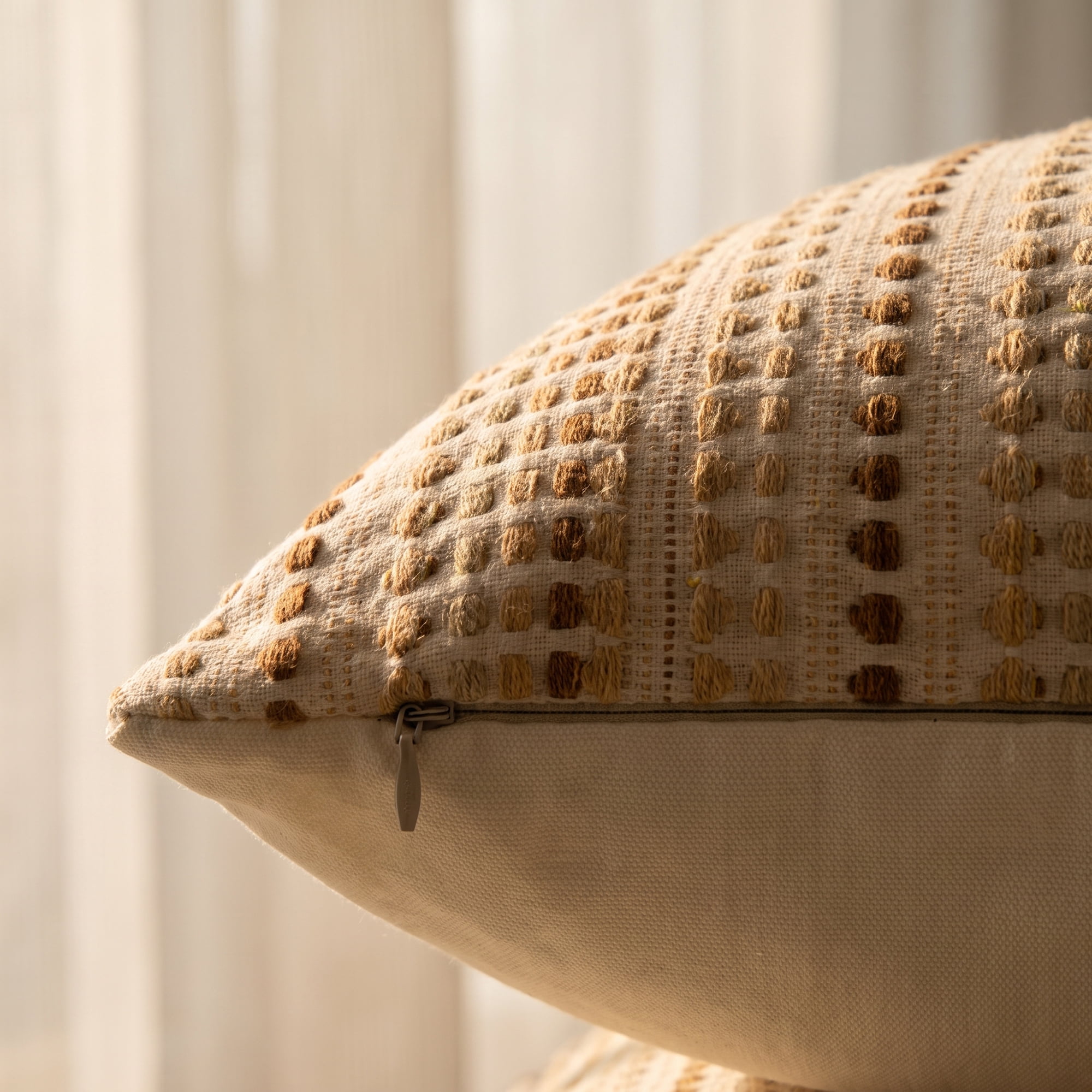 Unique Bargains Chenille Geometric Throw Pillow Covers 2 Pc Striped Cases Khaki 20"x20"
