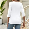 thumbnail image 4 of Womens 3/4 Length Sleeve Tops Crewneck Pleated T-Shirts Casual Spring Summer Tunic Tops Basic Trendy Clothes, 4 of 4