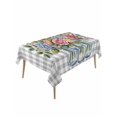 thumbnail image 2 of Pink Spring Floral Tablecloth Rectangle Table Cloths 54x108, Waterproof Tablecloth Outdoor Table Cloth, Flowers Gray Plaid Farmhouse Washable Table Cover for Kitchen Dinning Party, 2 of 8