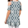 thumbnail image 2 of QELUSQELUS Women Blouse Short Sleeve Cold Shoulder Floral Daytime T-Shirt, 2 of 5
