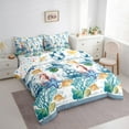 thumbnail image 3 of Feelyou Ocean Starfish Seahorse Bedding Comforter Set 7pcs, Kawaii Cartoon Seashell King Bedding Sets, Nautical Lighthouse Reversible Bed Sheets, Ultra Soft Bedroom Decor, 3 of 7