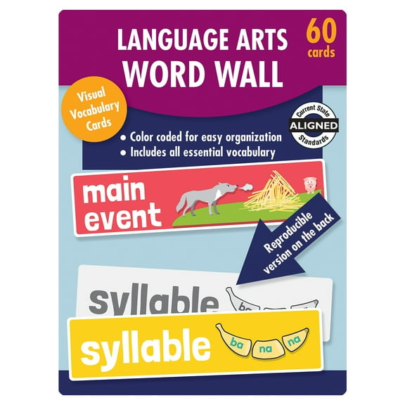 Carson Dellosa Language Arts Word Wall Bulletin Board Set (60 cards) Grade K