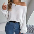 thumbnail image 5 of Lovskoo 2024 Sweaters for Women Long Sleeve Casual Solid Color Dolman Sleeve Loose Top Sweater White, 5 of 7