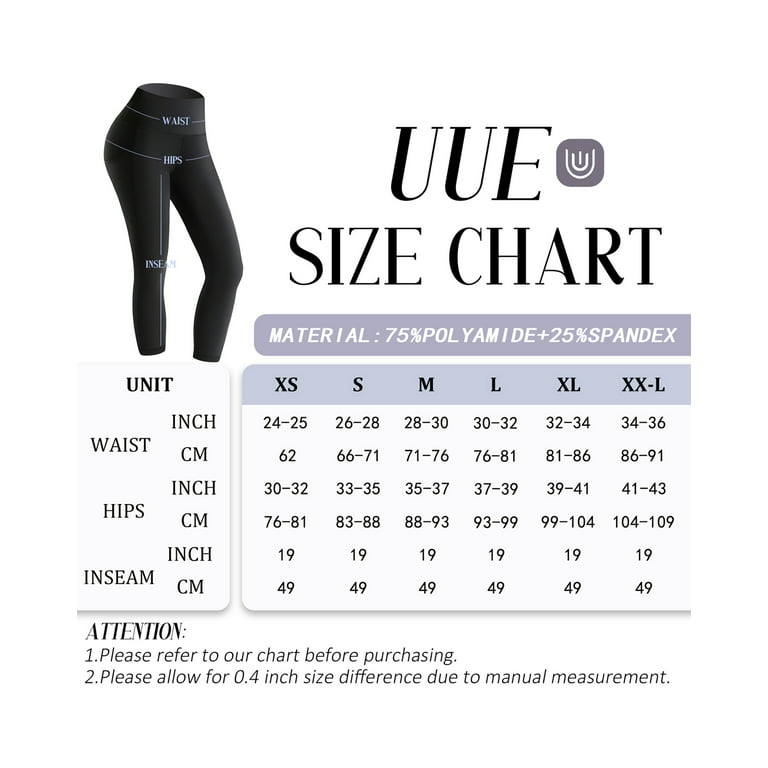 UUE 19Inseam Black High Waist Leggings,Yoga leggings for women with  Pockets,High Waisted Yoga Pants for Workout 
