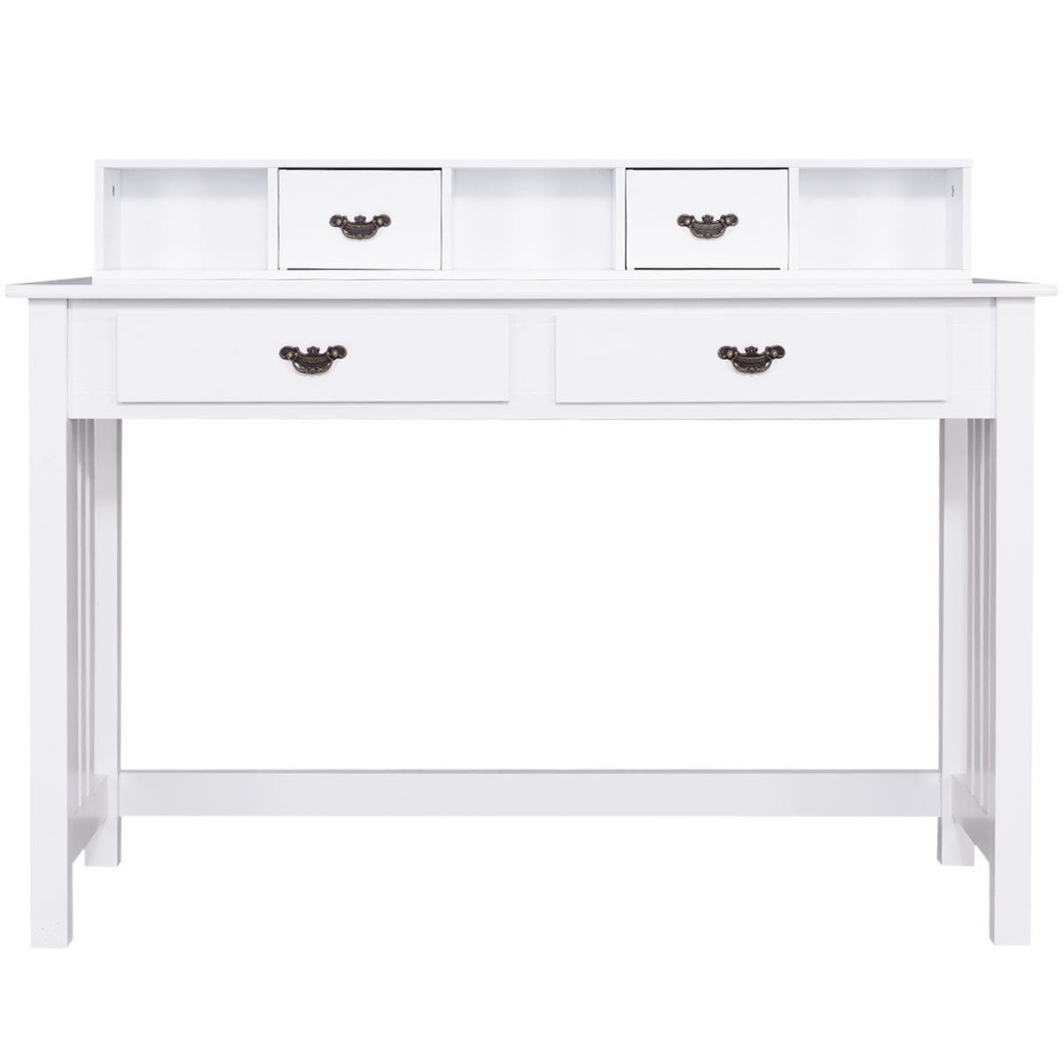 Costway Writing Desk Mission White Home Office Computer Desk 4 Drawer