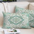 thumbnail image 2 of Turquoise Boho Throw Pillow Covers, Vintage Abstract Art Floral Ethnic Tribe Soft Breathable Pillow Cases with Invisible Zipper, Standard Pillowcases for Couch Bed Sofa Chair 20x26 Inches, 2 of 9