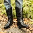 thumbnail image 3 of Men's Western Cowboy Boots-Mid-Cylinder Embroidered Pointed Square Toe Chunky Block Heel Retro Wide Calf Boots-Traditional Country Boot, 3 of 6