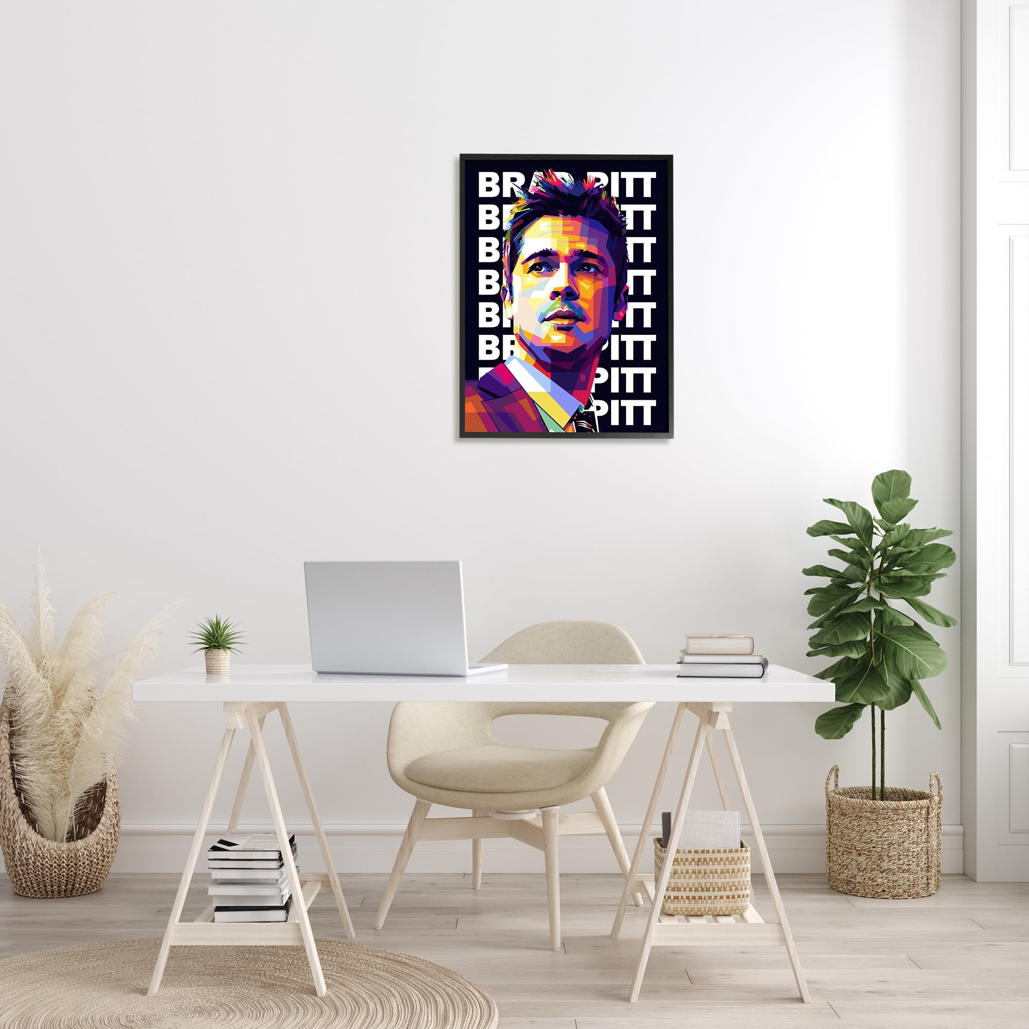 Stupell Industries Brad Pitt Modern Portrait Abstract Geometric Pattern, 24 x 30, Design by Birch&Ink