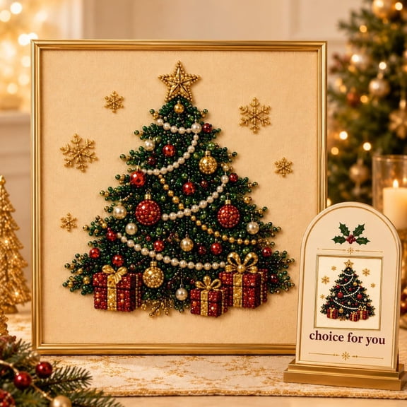 DIY Christmas Pearl Diamond Painting Art Kit, Christmas Pearl Art Kits for Adults & Beginner, 3D Diamond Art for Home Wall Decor(#E)