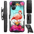thumbnail image 1 of Compatible with OnePlus Nord N20 5G Hybrid Luxguard Holster Phone Case Cover (Flamingo Flower), 1 of 1