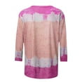 thumbnail image 3 of QLEICOM Women's 3/4 Sleeves T Shirts Baggy Casual Blouse Tops Shirt for Women Fall Henley Crew Neck Holiday Tie Dye Gradient Color Block Tunic Loose Casual Tee Tops Hot Pink M, 3 of 4