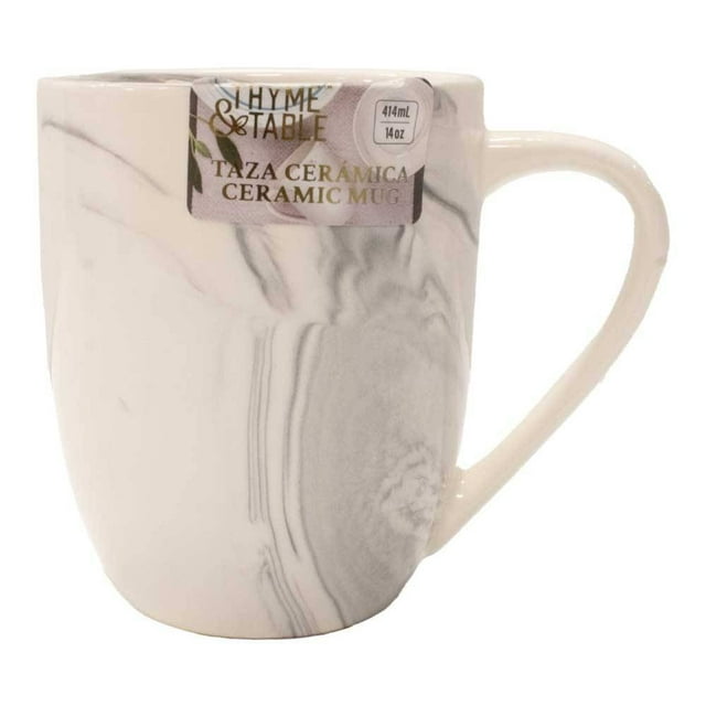 Taza Thyme & Table de Cerámica Diseño Marmol Apto para Microondas Color Gris 414 ml