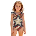 thumbnail image 4 of 4th of July Girls One Piece Swimsuits Size 6-7 Swim Bikini Sets Patriotic American Flag Stars Striped Summer Flutter Sleeve Beach Vacation Freedom Cute Bathing Suit Deep Red 5-6 Years, 4 of 7
