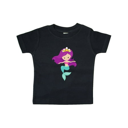 

Inktastic Cute Little Mermaid Purple Hair Crown Gift Baby Girl T-Shirt