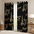 thumbnail image 2 of Homewish Cartoon Eiffel Tower Blackout Curtains Set of 2 (52x84 Each), Black Gold Cartoon Window Curtains, Romantic French Paris Curtains and Drapes, Window Curtains Room Decor, 2 of 6