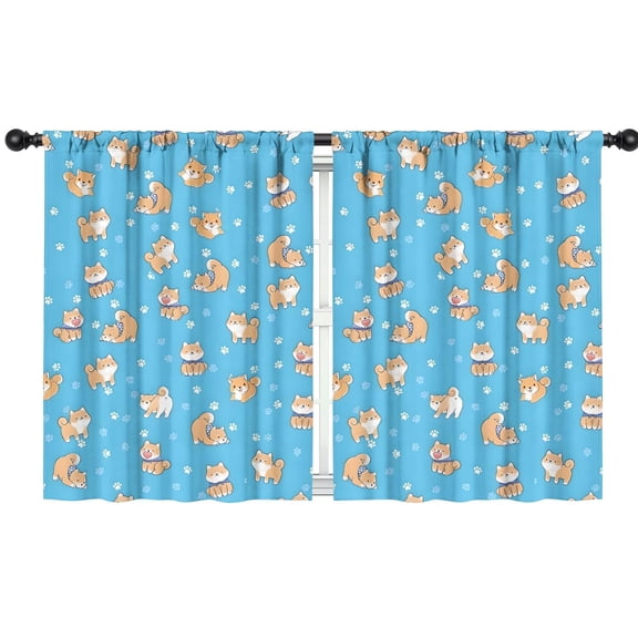 Blackout Kids Curtains,Cute Shiba Inu Childrens Insulated Curtains Set Of 2,Bedroom Essentials,Toddler Room Decor 42x54in(106x137cm)