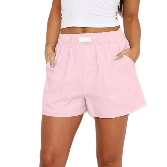 Womens's Casual Beach Shorts Plus Size Fashion Mid Waist Cotton and Linen Shorts Solid Color Comfortable Elastic Wide Leg Casual