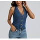 thumbnail image 5 of Chaleco de mezclilla con cuello en V y cuello en V para mujer, 5 of 6