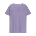 thumbnail image 5 of Dezsed Women Plus Size T Shirts Casual Loose Short Sleeve V-neck Solid Color Oversized Tees Shirt Tunic Tops Purple L on Clearance, 5 of 5