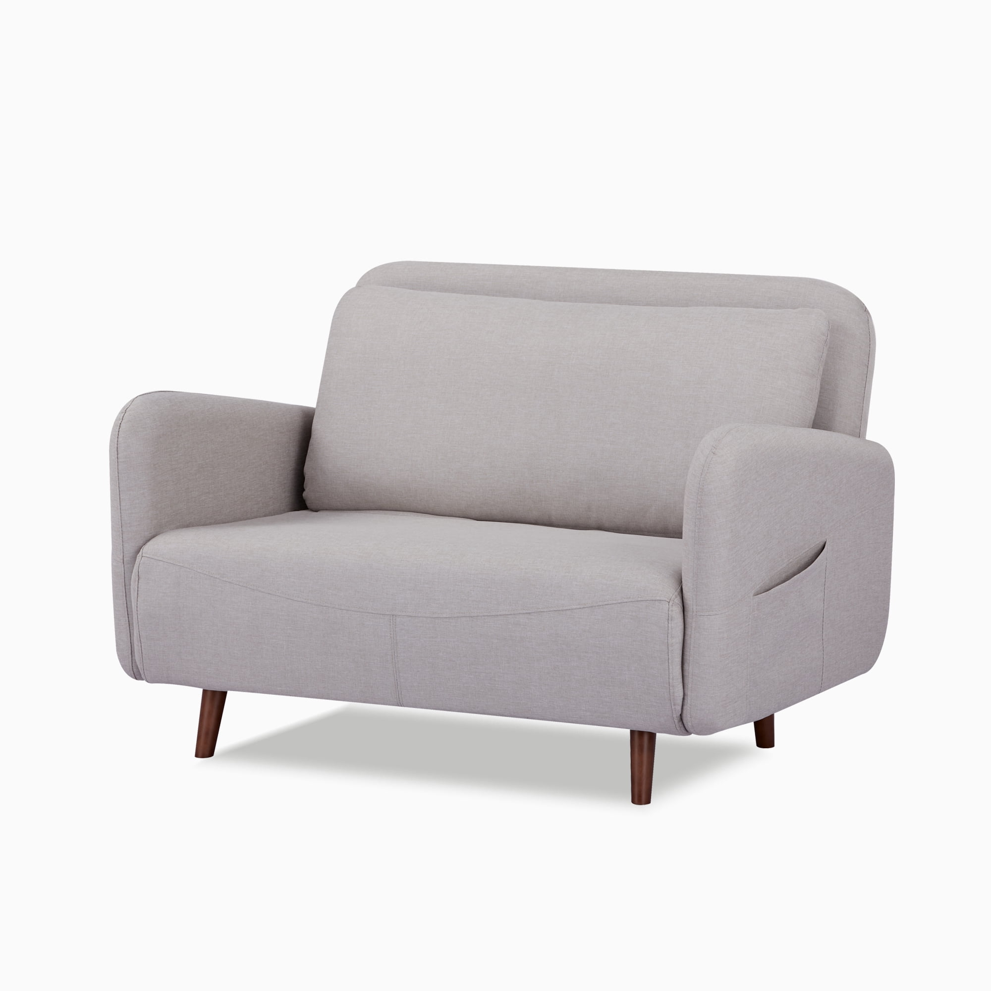 A&D Home Cypress Faux Linen Convertible Chair, Compact Futon Sleeper, Beige
