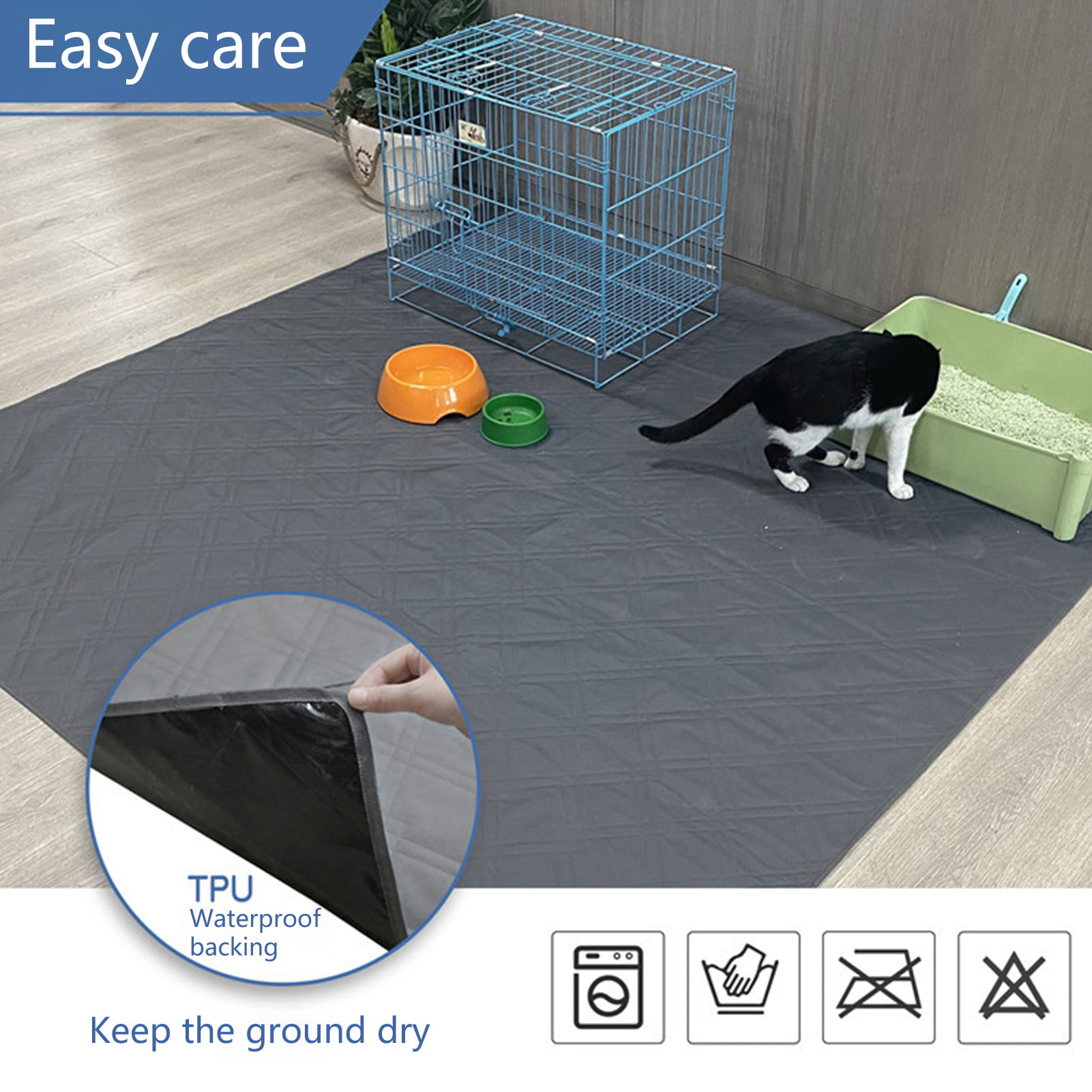 Waterproof Dog Mat Non-Slip Puppy Potty Training Pad Playpen Mat for Dogs Rabbits ULIGOTA Washable Dog Pee Pad Extra Large 72x72/65x48 Reusable Whelping Pads Guinea Pigs 