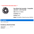 thumbnail image 2 of Rear Wheel Hub Assembly - Compatible with 2012 - 2019 Fiat 500 2013 2014 2015 2016 2017 2018, 2 of 2