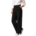 thumbnail image 2 of Zormilly Dress Pants Women High Waisted Business Casual Wide Leg Trousers with Pockets Side Slit Office Dressy Loose Pants, S-2XL, 2 of 9