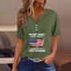 thumbnail image 1 of Fiudx Liquidación de Ahorros de Verano Blusa de Manga Corta con Estampado de Moda para Mujer, Camiseta con Cuello En V, Tops Informales con Botones, 1 of 5