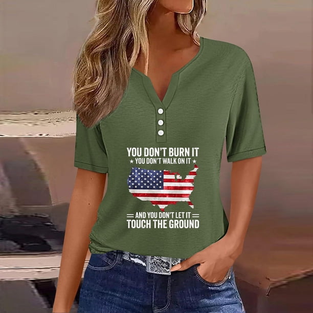 Fiudx Liquidación de Ahorros de Verano Blusa de Manga Corta con Estampado de Moda para Mujer, Camiseta con Cuello En V, Tops Informales con Botones