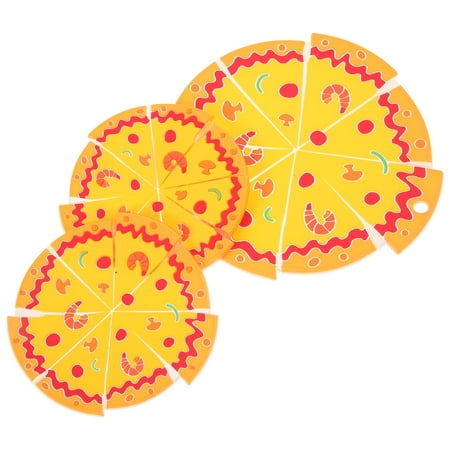 

FRCOLOR 3 Pcs Creative Shape Pizza Pvc Pot Holder Decorative Cup Mat Party Coasters Water