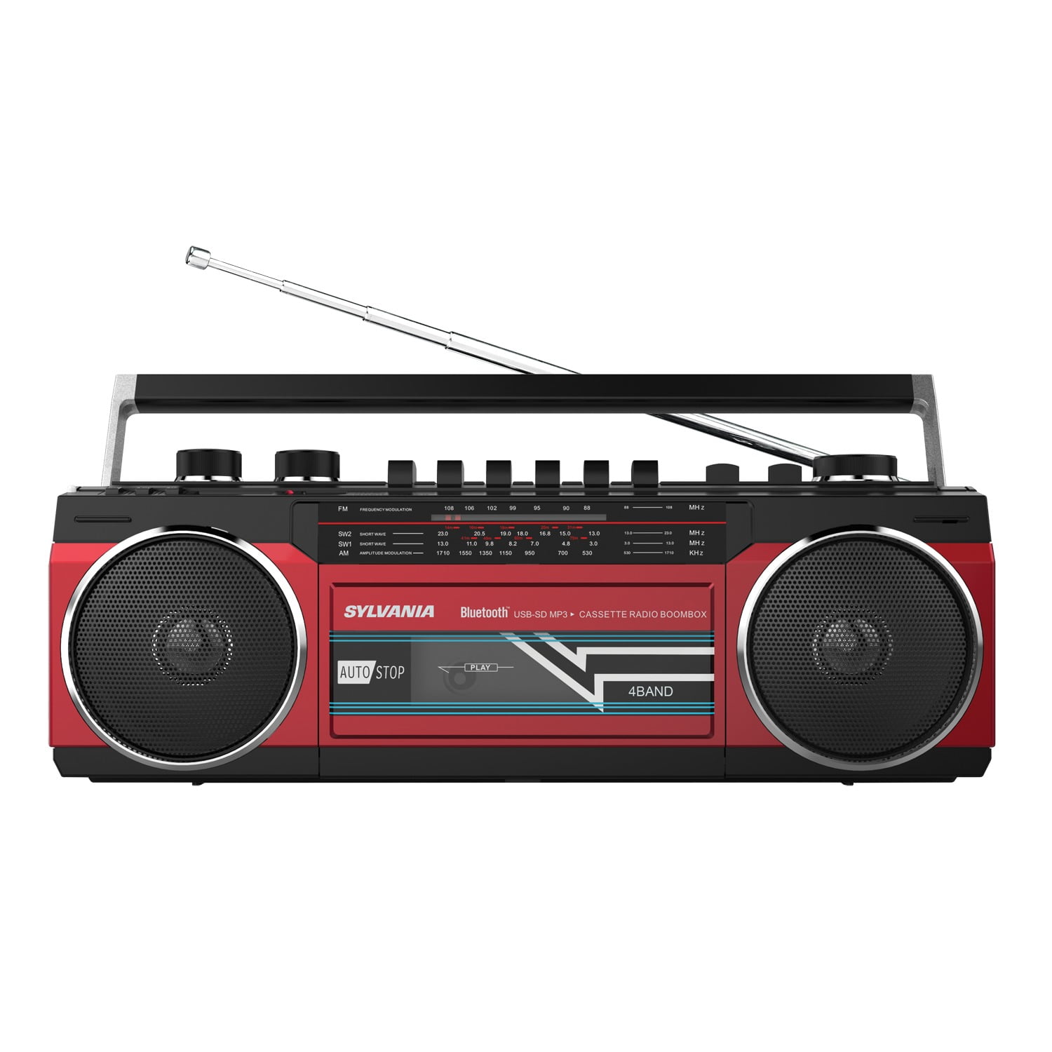 radioboy Sylvania Bluetooth Radio Boombox, Black, SRC232BT-BLACK