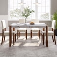 thumbnail image 3 of EUROCO 5-Piece Dining Table Set for 4, 46.5'' Faux Marble Style Table with 4 Upholstered Chairs and Solid Wood Frame,Kitchen Table Set for Home Living Dining Room, Off White, 3 of 9