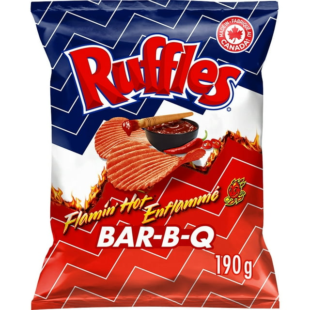 Ruffles Flamin’ Hot Bar-B-Q flavoured Potato Chips