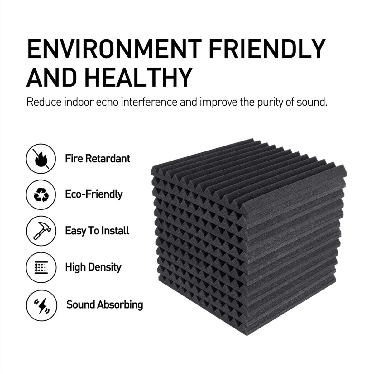 24 Pack Acoustic Foam Panels 1 X 12 X 12inch Soundproofing Noise Cancelling Wedge Panels for Home Office Recoding Studio