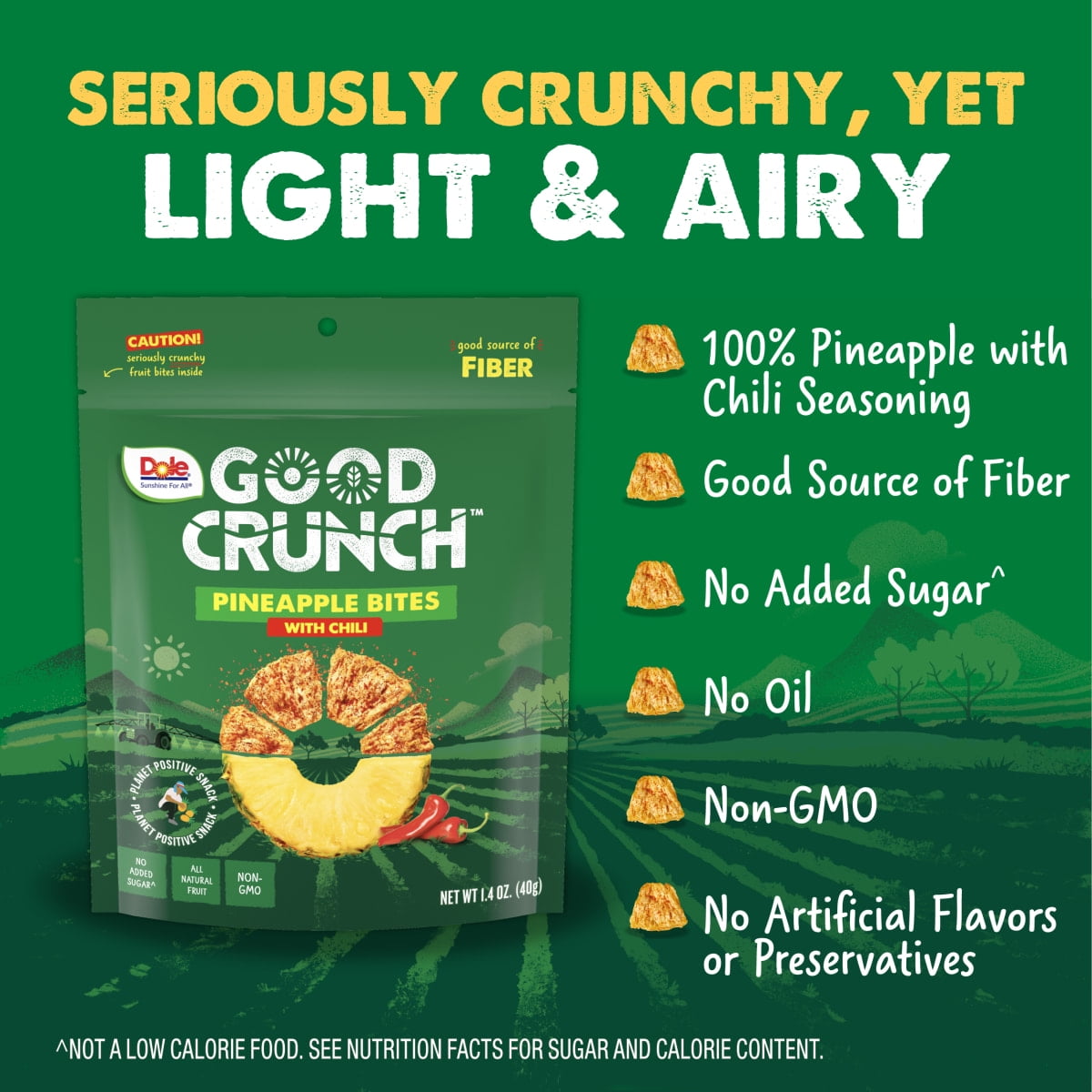Dole Good Crunch Chili Pineapple Bites, Made with All Natural Fruit, 1.4 oz, 6 Pack