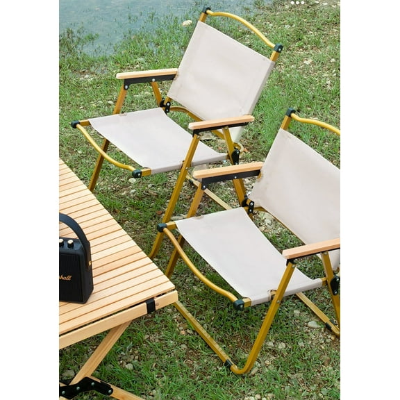 FELICON Folding Camping Chair with Armrest, Beige