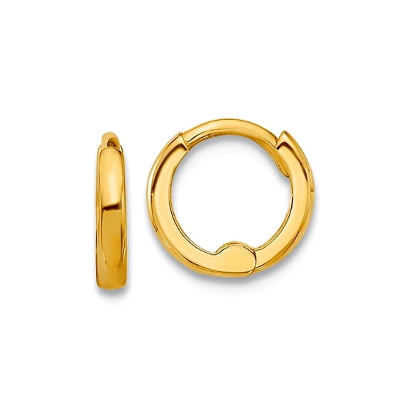 14k Solid Yellow Gold Polished 1.45x7.5mm Hinged Hoop Earrings 7.4x8mm Wide 1.45mm Thick Hoop Earring for Women